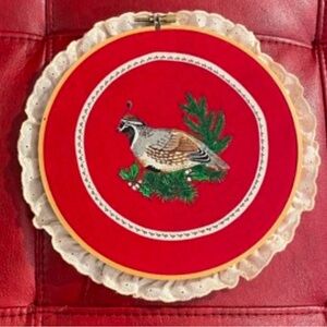 Euc Vintage Craft Pheasant Wall Decor Circular 7 & 3/4” or 8 & 1/2” include lace